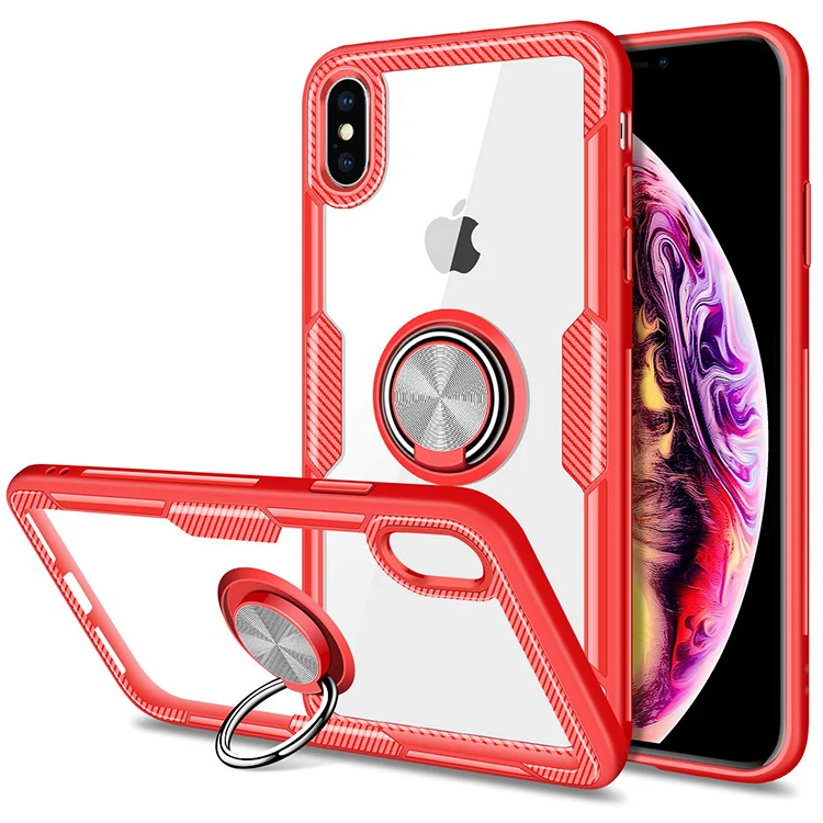 

TPU Magnet Material Ring Holder Case For iPhone XS MAX With Kickstan Armor Case, 3 colors