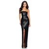 Fashion Woman Dress Black Sexy Strapless Backless Sequin Party Evening Dress