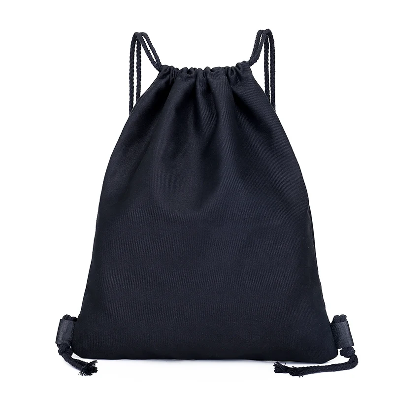 

Customized simple black cotton draw string bag