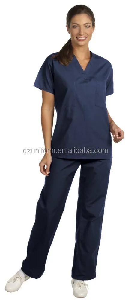 

OEM service Unisex Medical Scrubs top&pants set Uniforms, Navy blue