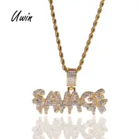 

Hiphop Rapper Jewelry Charms Iced Out SAVAGE Water Drip Statement Crystal Pendant Stainless Steel Necklace Chain Punk Men