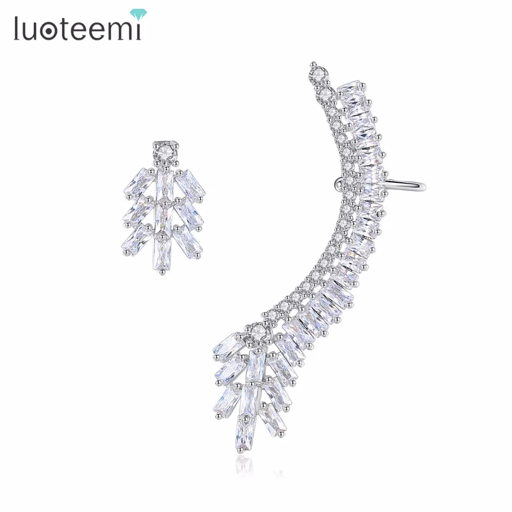 

LUOTEEMI New Arrival Fine Jewelry Irregular Leaf Shape Crystal Mounting Shiny Tiny Zircon Crystal For Women Anniversary Gift