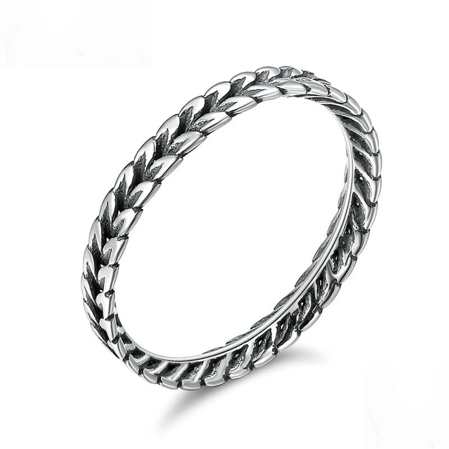Baqijian Authentic Sterling Stackable Ring Wheat Shape Finger Ring Women Vintage Sterling Jewelry Scr139