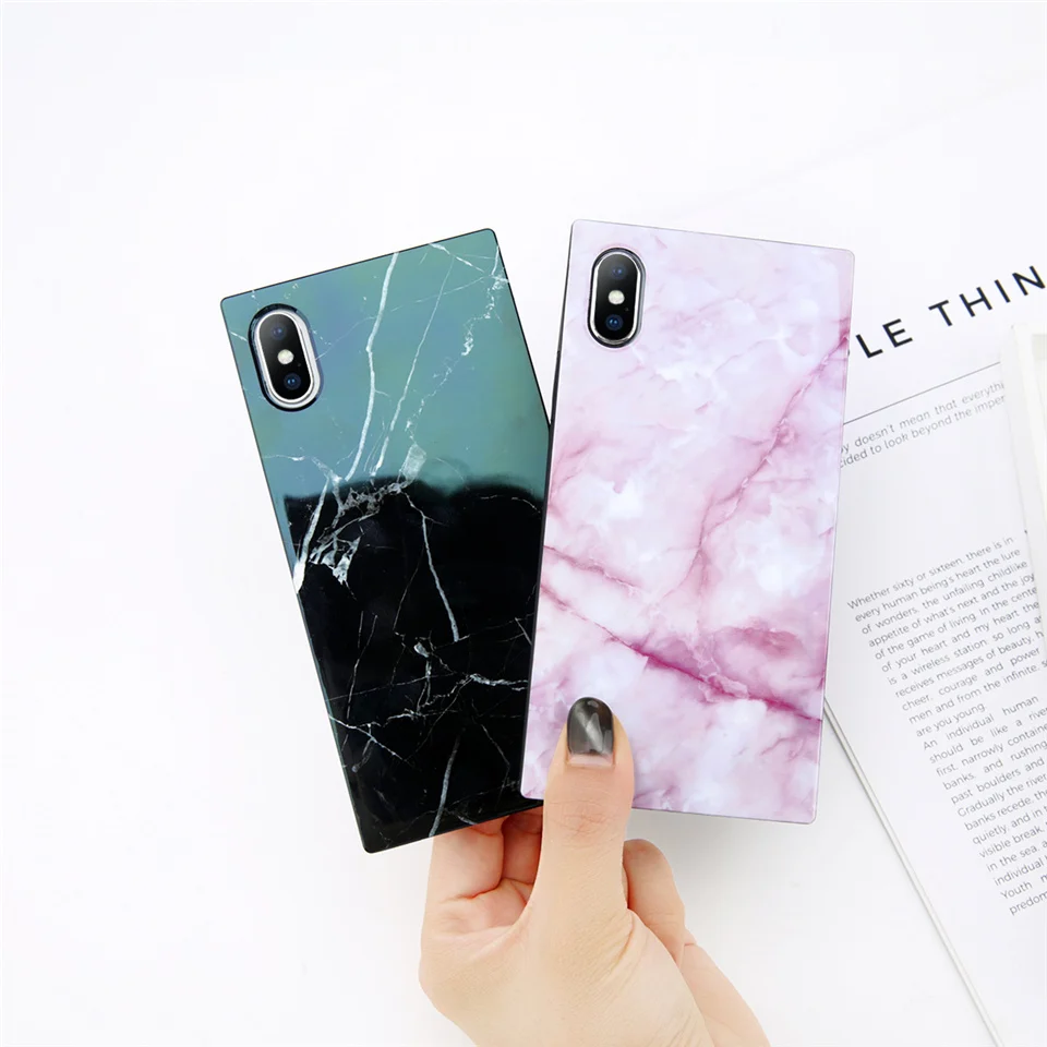 

IMD Design Square TPU Fashion Luxury Glossy Marble Phone Cases For iPhone Mobile Phone Case Cover, Black;white;red / oem pattern