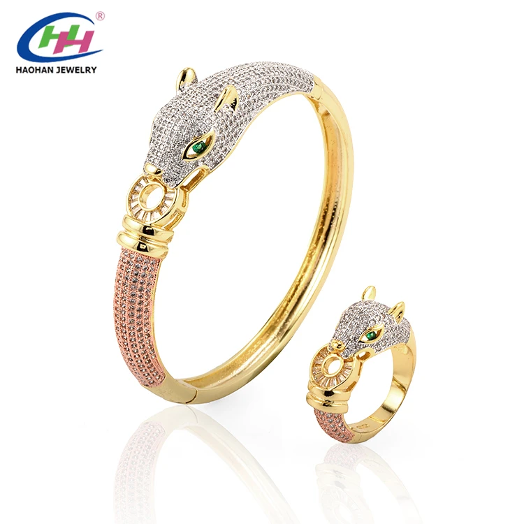 

Luxury Jewelry Set Panther Bangle And Ring Sets Zirconia For Women