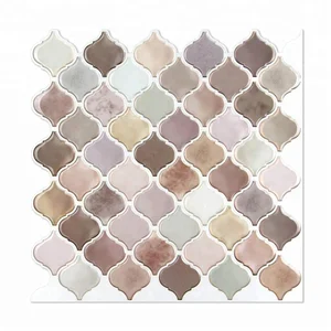 Image of Pink Arabesque Decorative Backsplash Peel and Stick,Stick on Tiles for Backsplash,Self Stick Backsplash Tiles