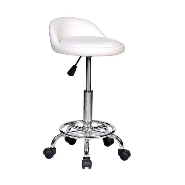 Modern furniture white saddle adjustable PU seat bar stool with mid back