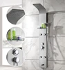 Brushed Nickle Shower Panels With Shelves Swinging at 4 levels Controlled Water bottom outlet with Shelf Shower Tower Columns
