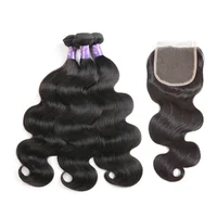 

50% Discount Free Sample Wholesale Factory 3 Bundles & Closure 100% Remy Human Hair Extension Raw Cuticle Aligned Hair Bundles