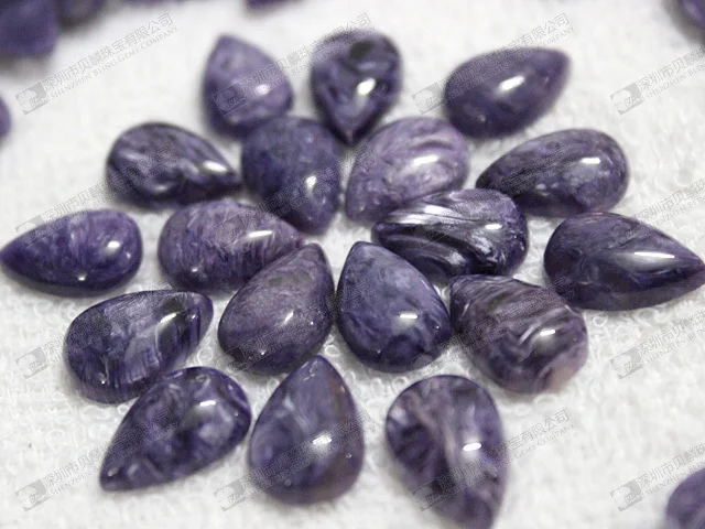 Natural semi precious stone natural charoite 10x14mm pear cabochons (70).jpg