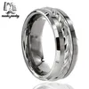 New jewelry men design grooved center silver chain inlay tungsten with step down rings