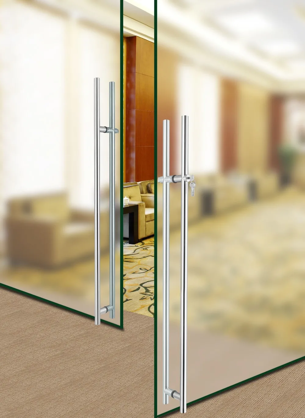 销售各种不锈钢拉手玻璃门把手锁