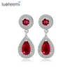 LUOTEEMI Wholesale Stock Latest Design Luxury Waterdrop Cubic Zirconia Wedding Bridal Sexy Dangle Earrings