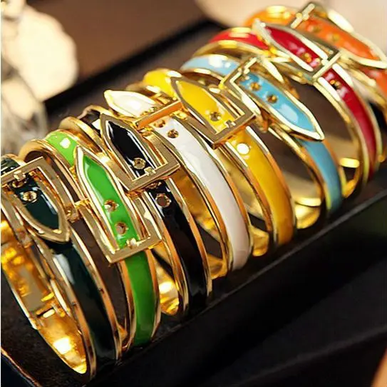 

high quality enamel gold belt bangle bracelet fashion belt buckle bangle bracelet