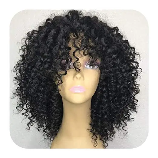 Short Kinky Curly Natural Virgin Brazilian Afro Curly 130 Density Human Hair Lace Front Wigs 6309