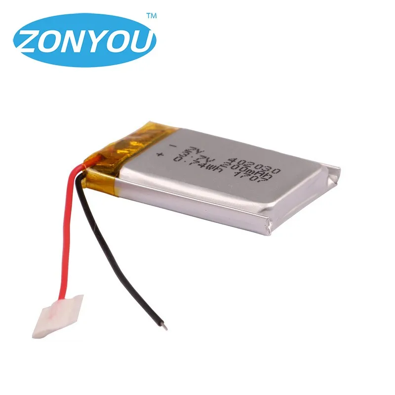 Rechargeable Lipo Li Polymer 37v 402030 200mah 074wh Li Ion Li Polymer Lithium Batteries 2588