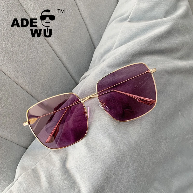 

ADE WU STYZ3756K Retro Men Square Sunglasses Women 2019 Luxury Brand Designer Big Gold Frame Sunglass Yellow Blue Sun Glasses, Any color available