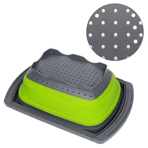 Image of Collapsible Kitchen Colander Strainer With Extendable Handles Folding Colander Over The Sink Colander
