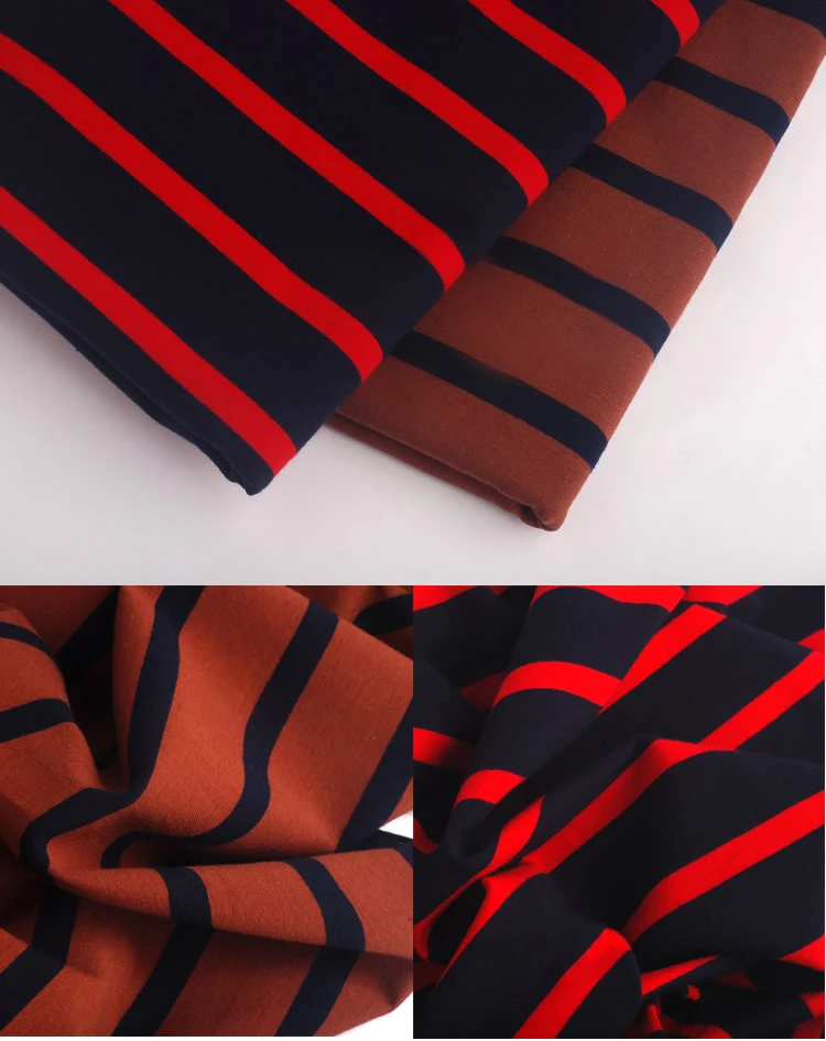 Cotton 4 Way Stretch Rainbow Stripe Knitted Fabric T Shirt Yarn Dyed