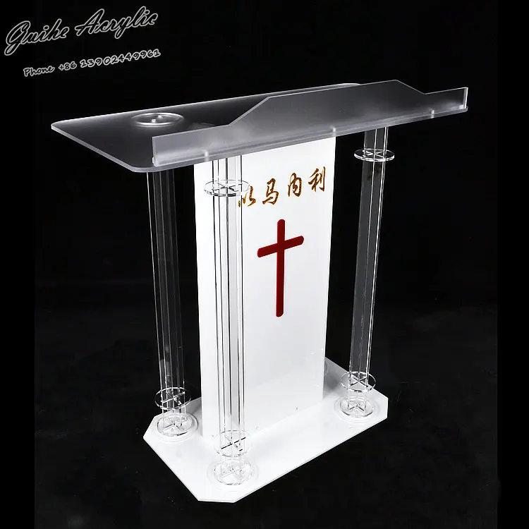 

Customize Logo Acrylic Pulpit Transparent pulpit church modern Acrylic Podium Commercial Furniture