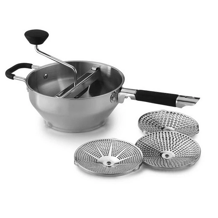

Stainless Steel High Quality Potato And Baby Food Mill With 3 Discs, Silver