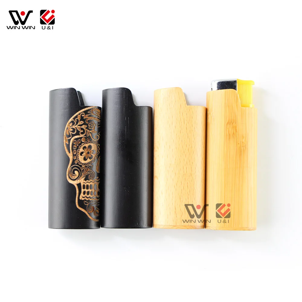 

Excellent Quality Gift Wooden Lighter Case Black Bamboo Laser Design Wooden Lighter Case