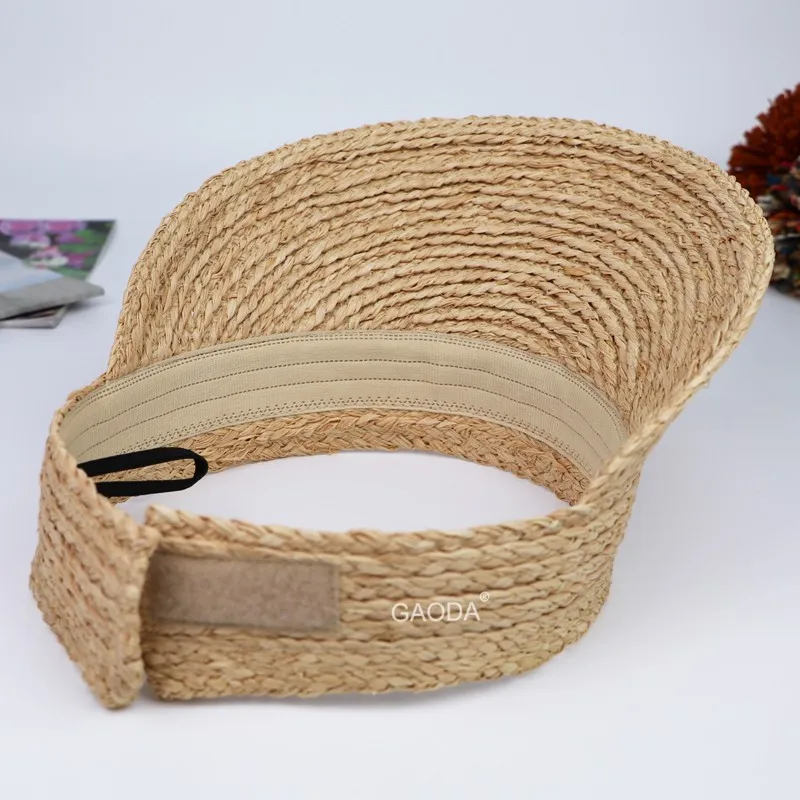 
Wholesale stylish lady hats raffia straw sun visor cap 