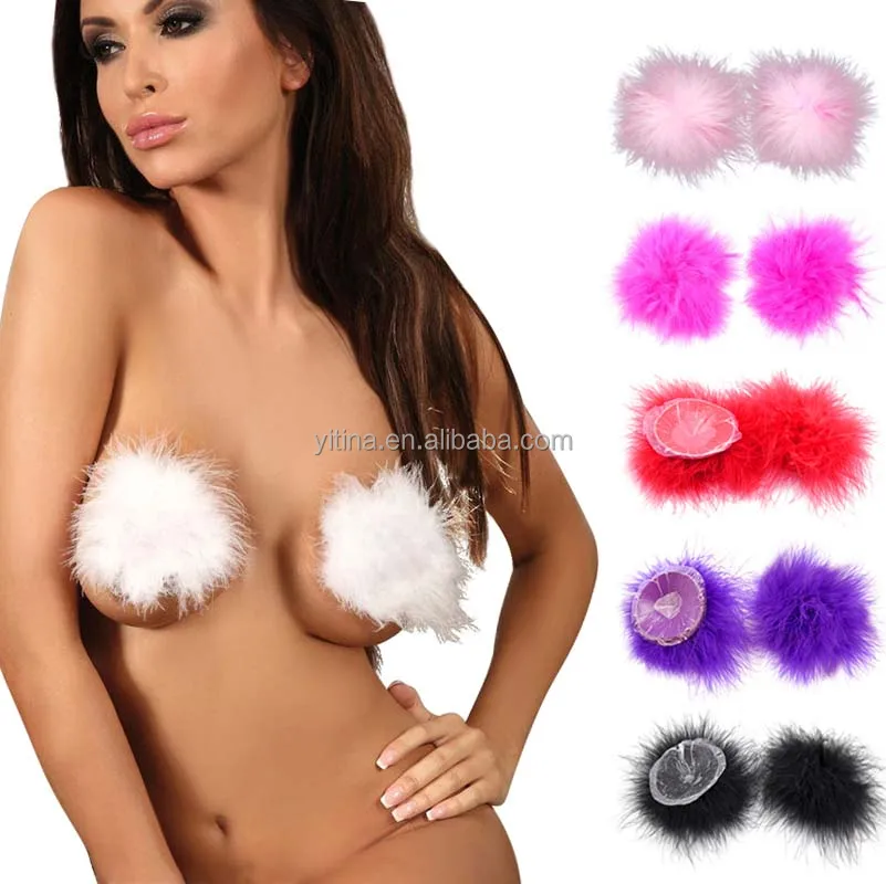 

Sexy nipple cover NC011 Self Adhesive Nipple Cover Sexy Feather Women Lingerie Sequin Tassel Breast Pasties Stickers Petals, Pink