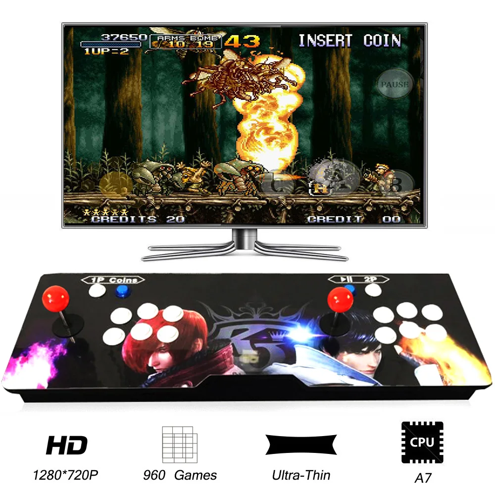 

WINIT TV, PC Computer VGA USB Interface Slim Wooden 960 in 1 Classic Games 2 Players Joystick Video Gaming Console