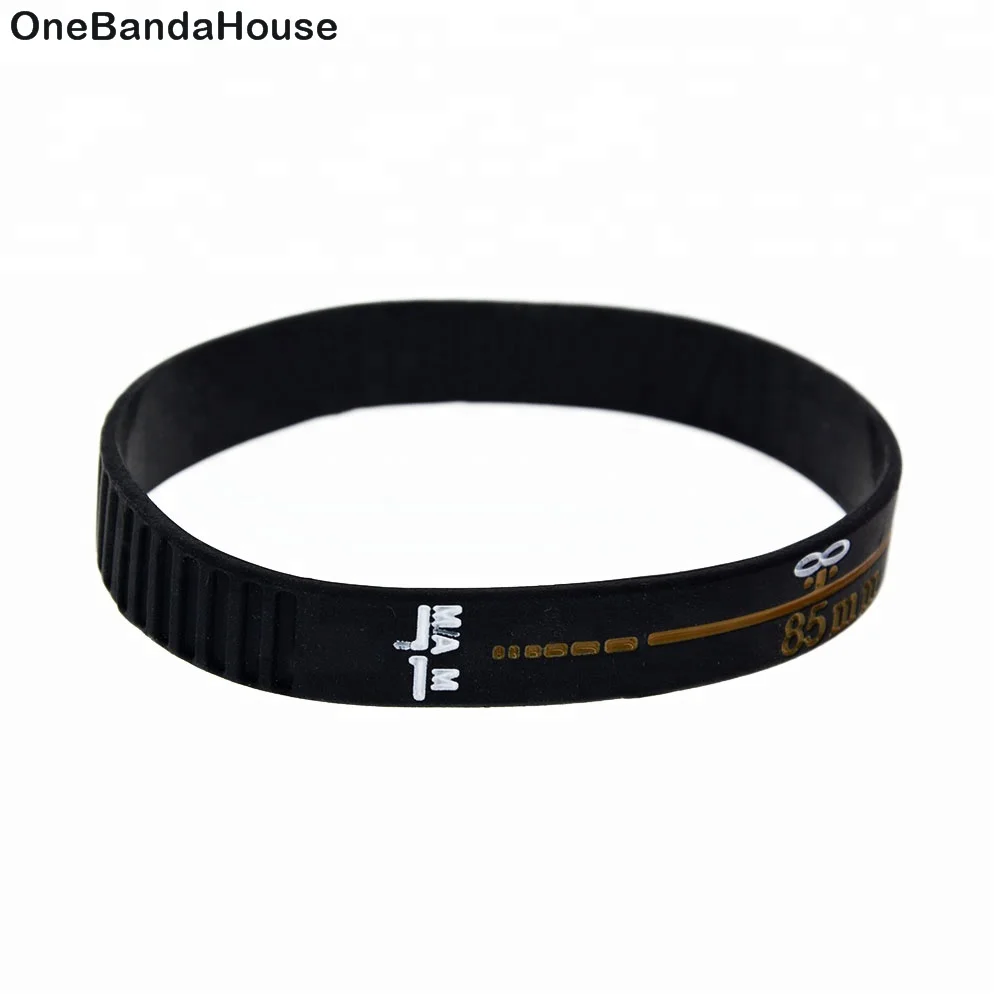 

50PCS Ink Filled Logo Classic Decoration Bracelet Focus the Lens Silicone Wristband, Black