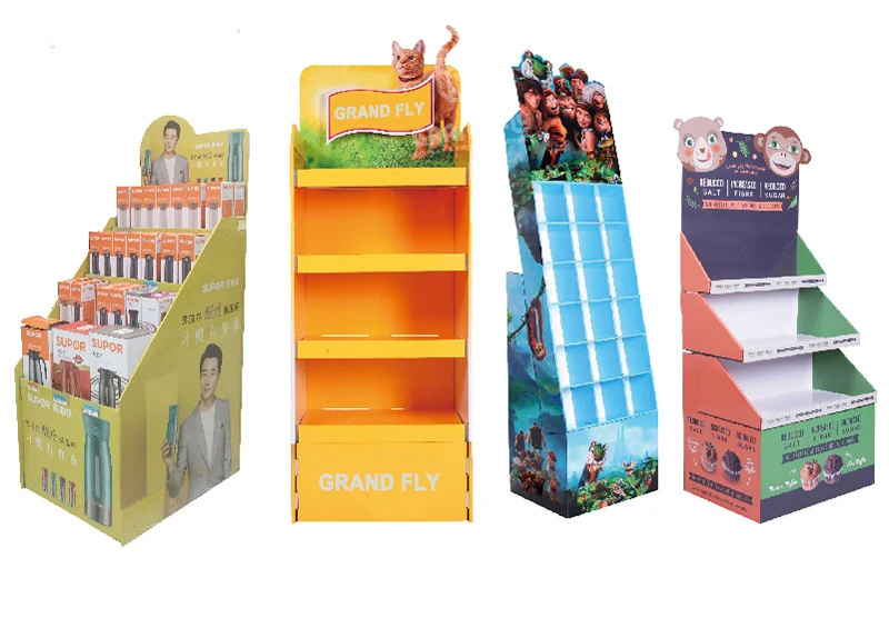 Supermarket Promotional Cardboard Carton Paper Floor Display Stand