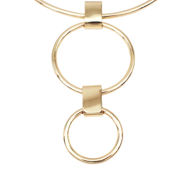 Hansidon Fashion Circular Alloy Torques Choker Necklace Metal Double