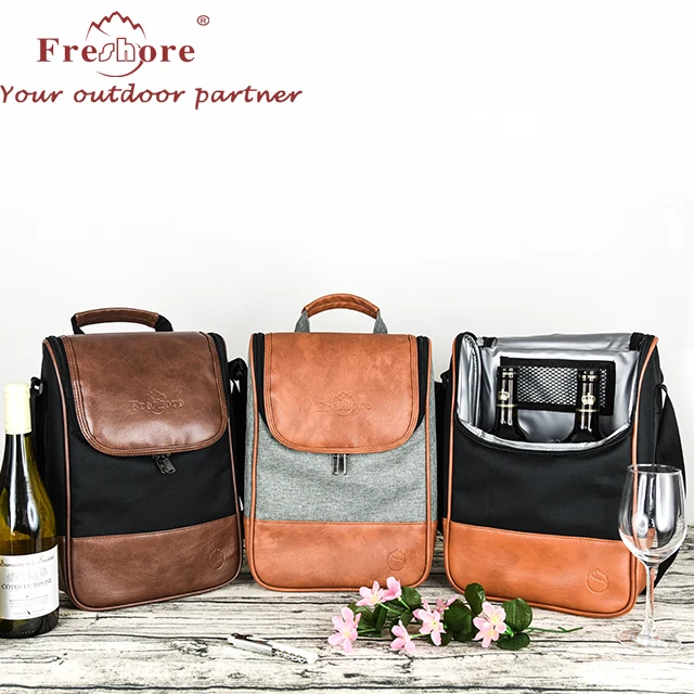 

Luxury 2 Bottle wine Carrier cooler bag Design For Lunch/Travel - Idea Gift For Women, Customized color