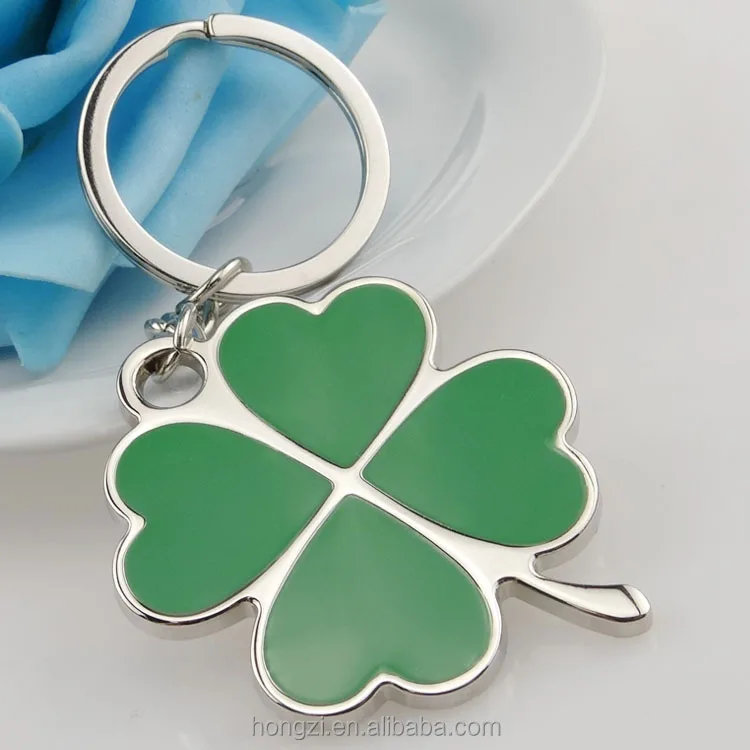 

Stainless High Quality Green Leaf Keychain Fashion Creative Beautiful Four Leaf Clover Steel Lucky Key Chain Jewelry Keyring car