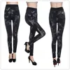 Hot sell seamless printed jegging women slim denim leggings for women