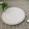 Decal artwork white round dinner set ceramic plates for hotel&restaurant
