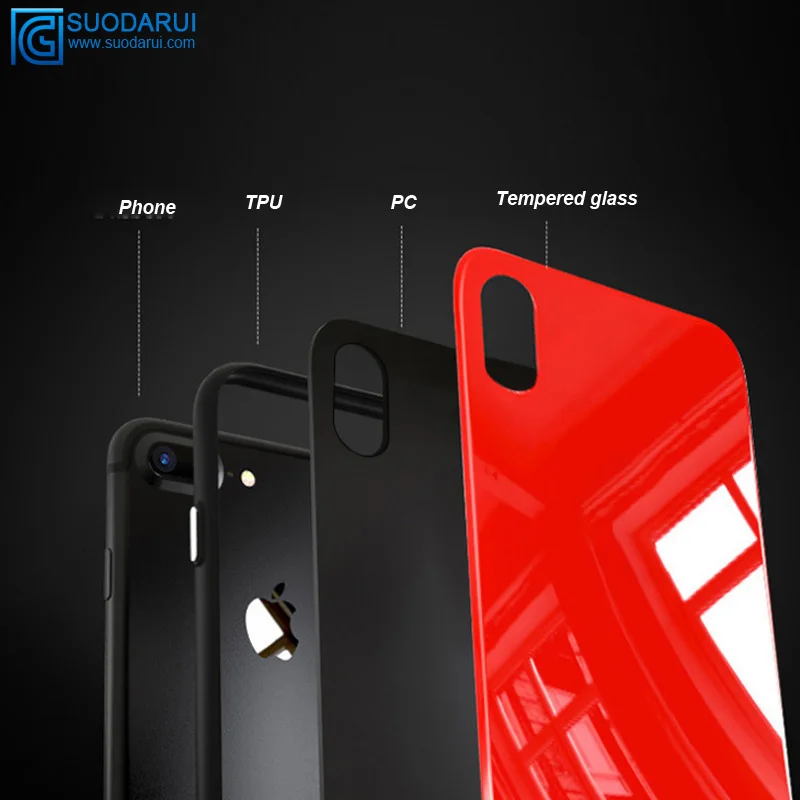 Cell phone Protective Cover For Iphone X / 10 (TPU PC Tempered glass Backplane) combination Case