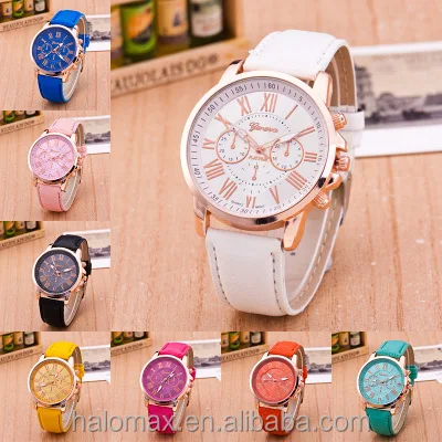 

2018 luxury Brand Geneva Watches Women Men Casual Roman Numeral Watch For Men Women PU Leather Quartz Wrist Watch relogio Clock, N/a