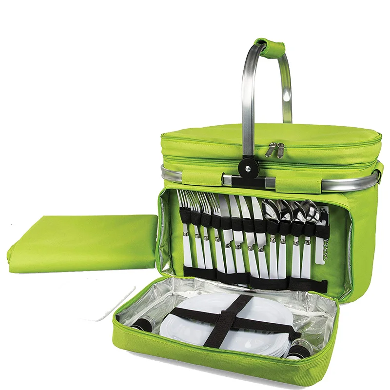 

Wholesale Insulated Cooler Bag Picnic Basket Foldable Picnic Basket, Green foldable picnic basket