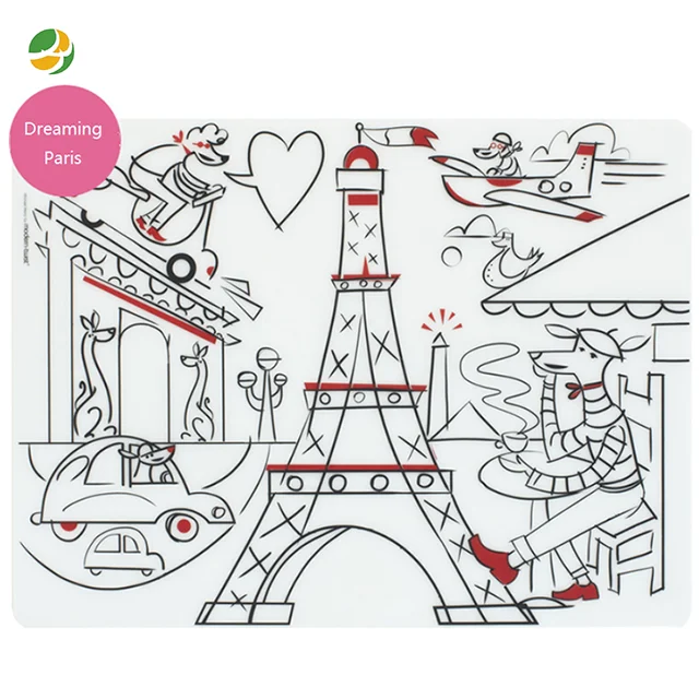 

Wholesales Custom Non-slip Educational Water Mark Drawing Mat Silicone Doodle Place-mat for Kids