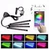 Bluetooth App 4pcs 48LEDs 72 LEDs Multi Color Music Car led strip Under Dash Lighting with Sound Active Function