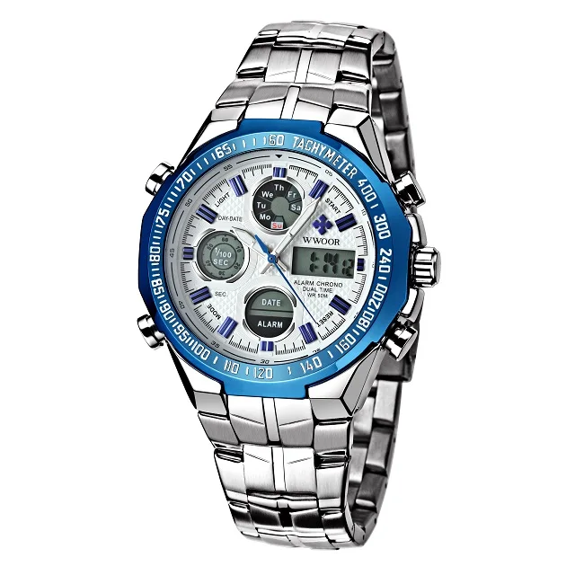 

WWOOR Brand WR-8019A Men watch Luxury Quartz Waterproof Fashion Chronograph Watch Sport Large Dial Casual Wrist Watch, 6 colors optional.