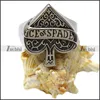 Trendsetter High Polishing Silver Poker Spade Signet Ring with Ribbon Accessory
