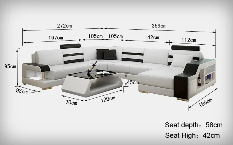 Modern Sectional Leather Sofa Set 7 Seater Sofa Set Living Room
