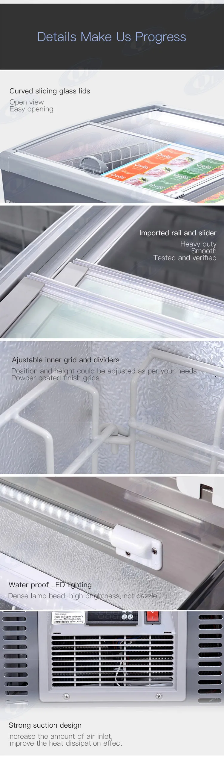 Commercial Display Freezer Horizontal Refrigerator For Supermarket