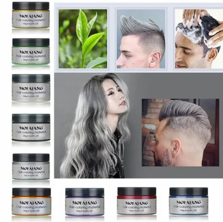 
MOFAJANG multi Colors Hair Styling Pomade Temporary Disposable Mud Hair Dye Color Wax DHL free 