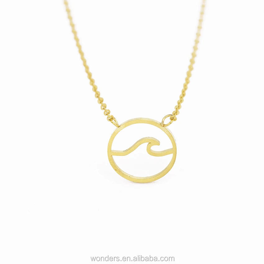 

Silver Plated Minimalist Wave Open Circle Pendant Necklace 304 Stainless Steel Material Yiwu Jewelry Manufacturer