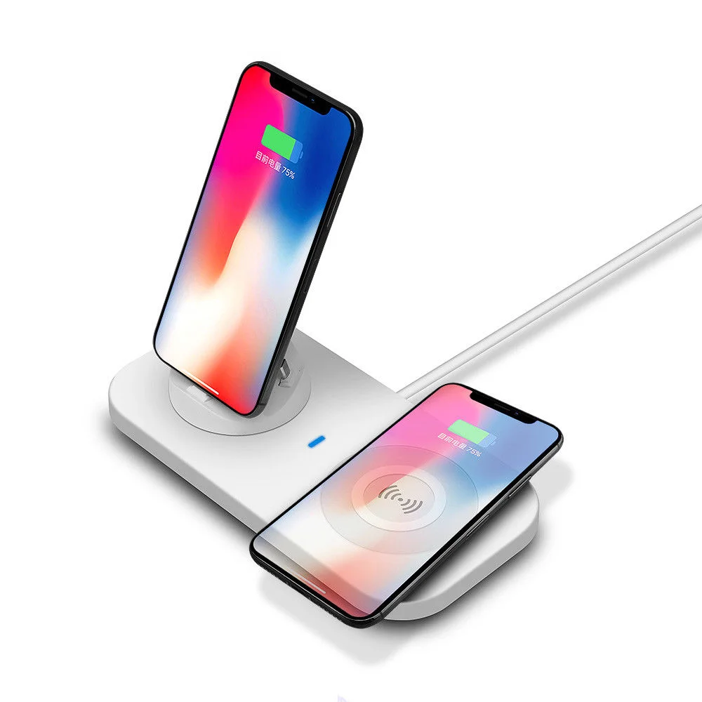 

new product ideas 2019 USB 3in1 Qi Wireless Charger Charging Dock Stand Mat Pad Station For iPhone X/8 Plus/8, for Samsung S8,, White