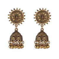 

Gypsy Retro Ethnic Silver Indian Jewelry Small Bells Beads Drop Tassel Jhumka Earrings for Women Bohemian Party Gift