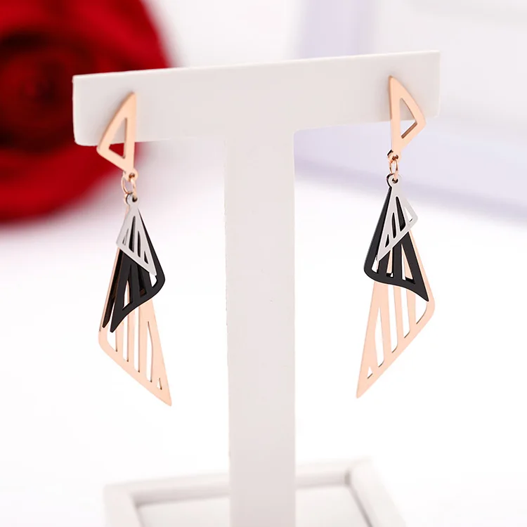 

Wholesale New Design Drop Dangle Earrings Fashion Jewelry, Silver + rose gold + black